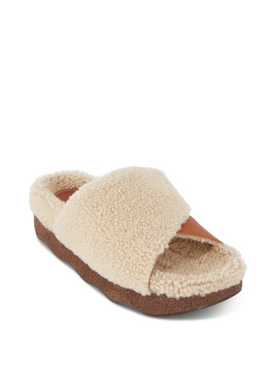 Chloe Shoes - Chloe Woody Natural & Ochre Shearling Slide